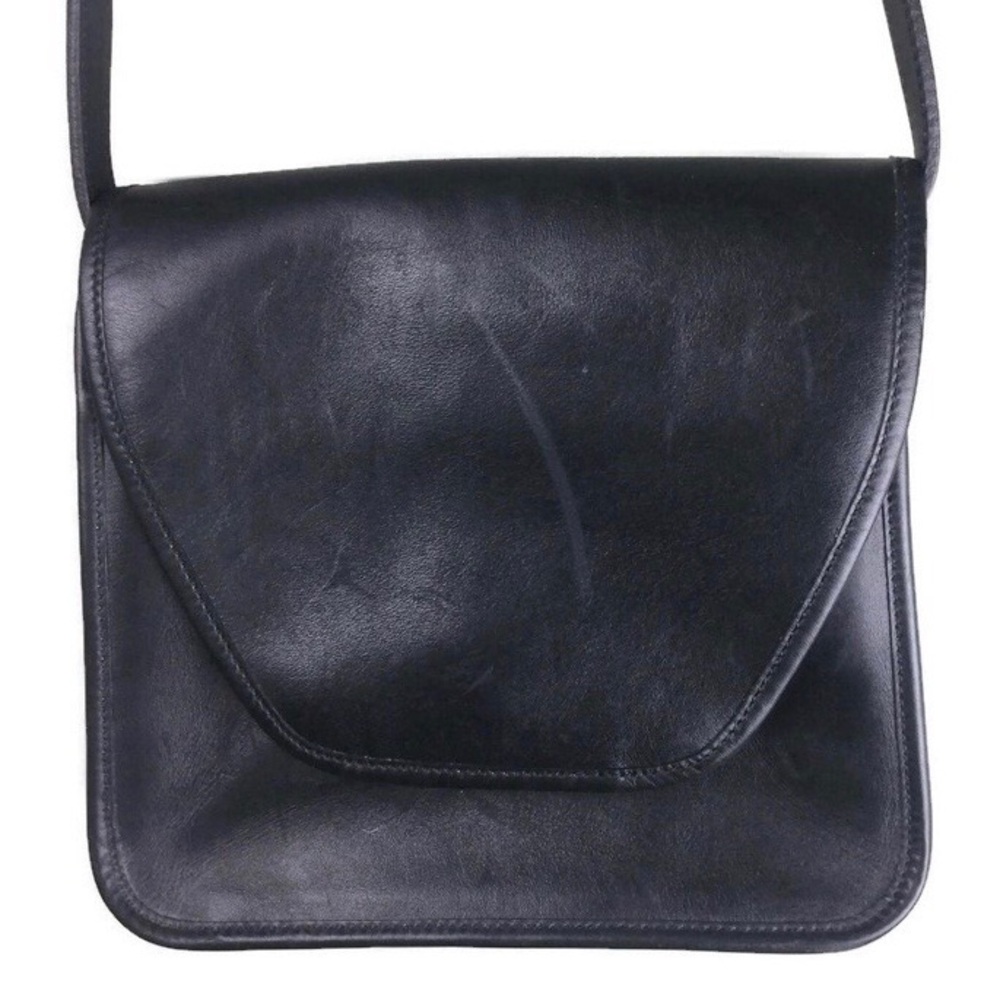 Coach Vintage Lindsay Black Leather Flap Top Crossbody Bag